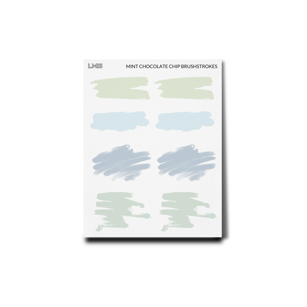 Mint Chocolate Chip Frosted Transparent Brushstroke Stickers