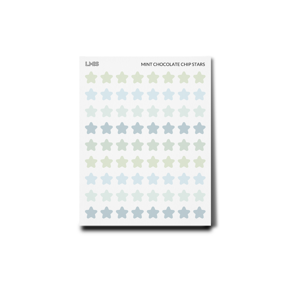 Mint Chocolate Chip Frosted Transparent Star Stickers
