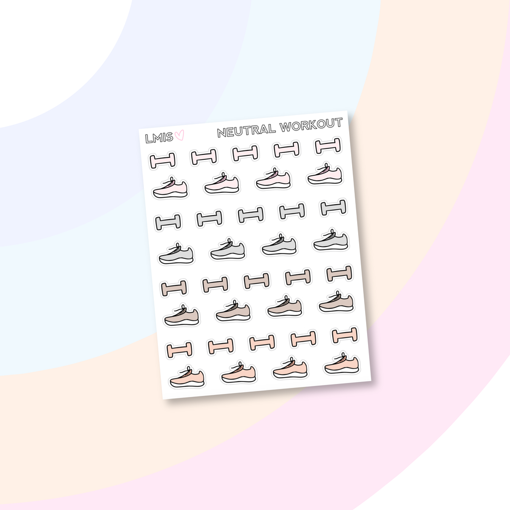 Neutral Workout Stickers, Pastel Workout Stickers