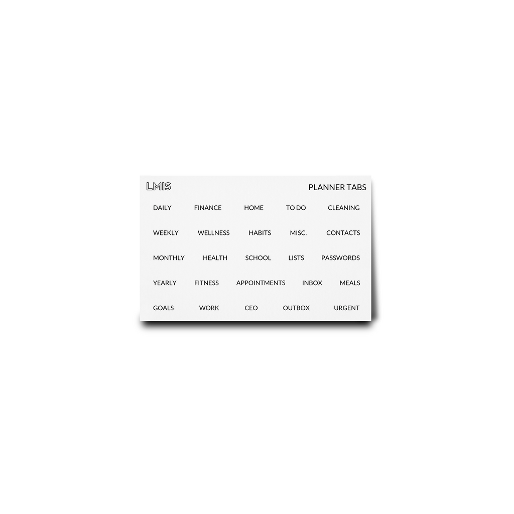 Planner Tab Transparent Sticker Labels