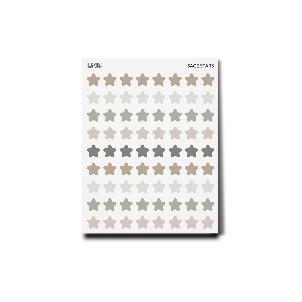 Sage Frosted Transparent Star Stickers