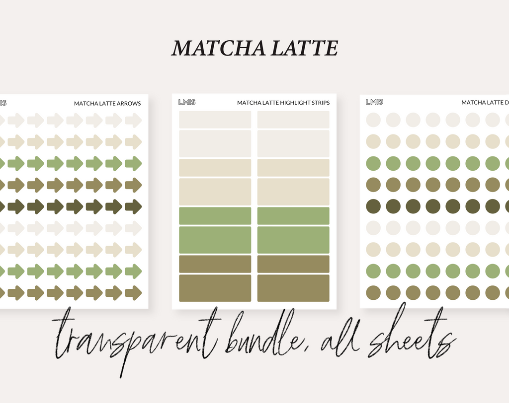 Matcha Latte Full Transparent Sticker Collection