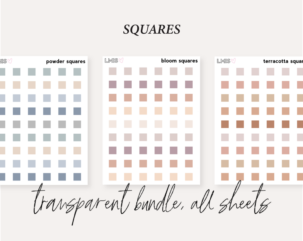 Squares Full Transparent Sticker Collection