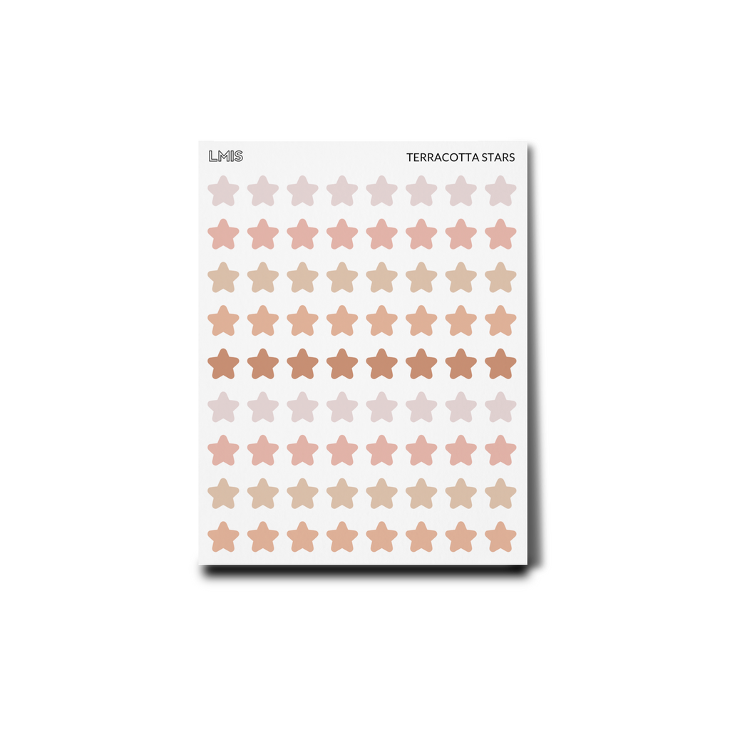 Terracotta Frosted Transparent Star Stickers