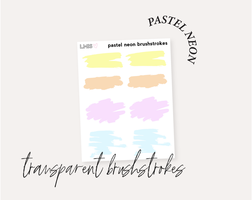 Pastel Neon Full Transparent Sticker Collection