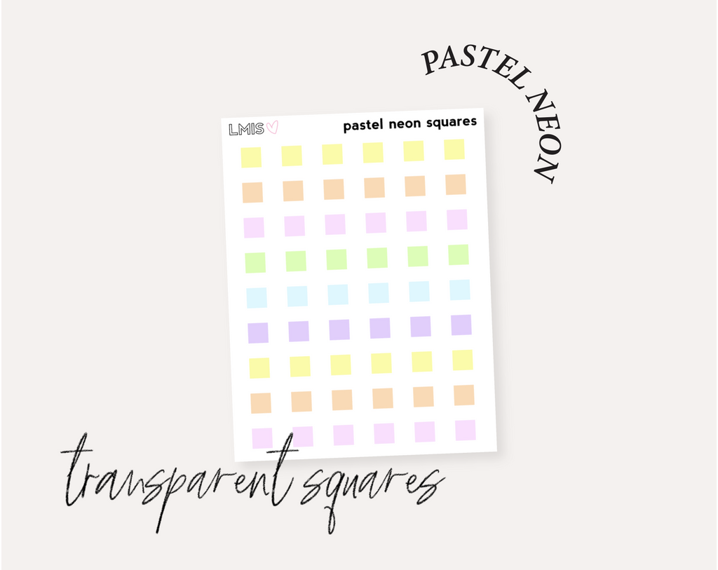 Pastel Neon Full Transparent Sticker Collection